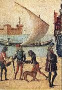 CARPACCIO, Vittore Arrival of the English Ambassadors (detail) f oil painting on canvas